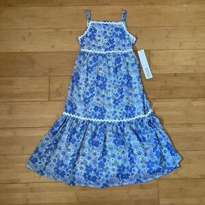 NWT Girls Size 6 Badgley Mischka Blue Print Tiered Maxi Dress
